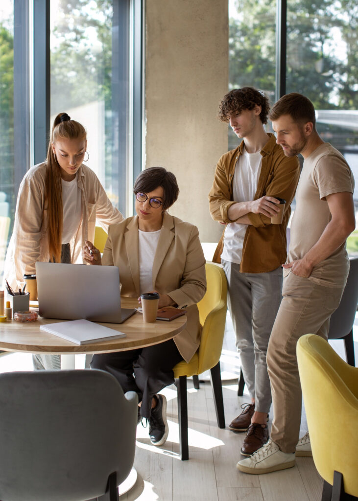 colleagues-working-cozy-office-full-shot image