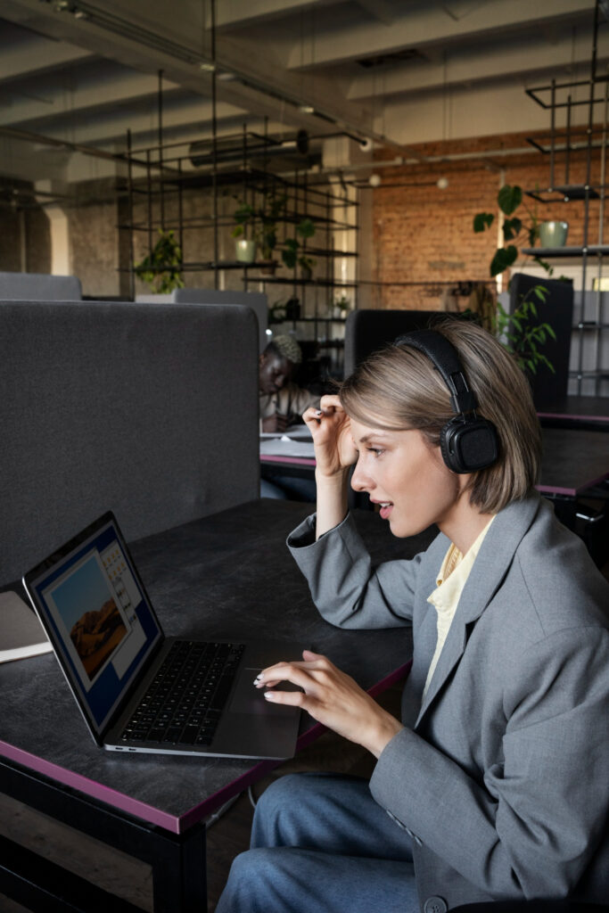 side-view-woman-working-laptop