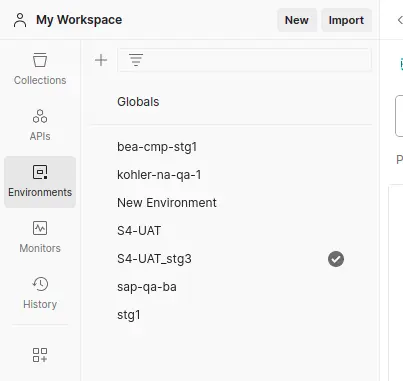 Image of Environment in Postman